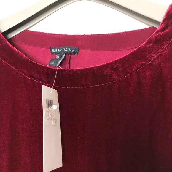 EILEEN FISHER VELVET HIBISCUS 🌺 COLOR BLOUSE L - Picture 3 of 3